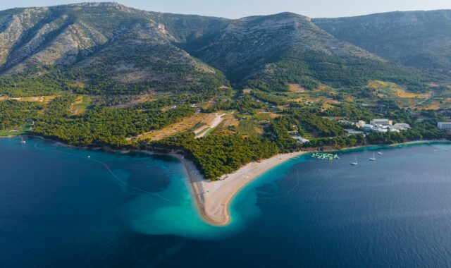 Bol on Brač and the hills behind the town