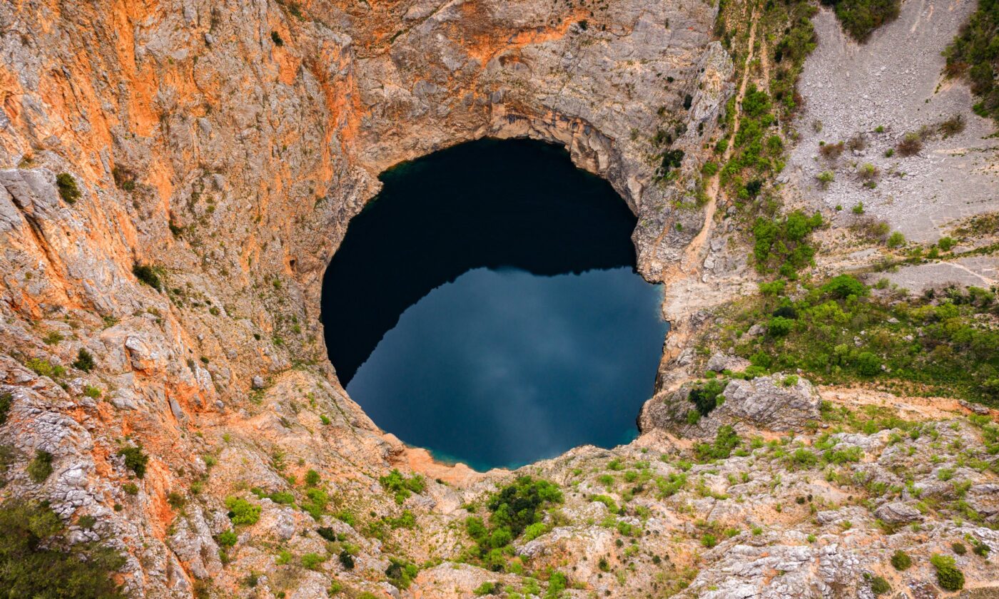 The Red Lake sinkhole at Imotski, seen from above
