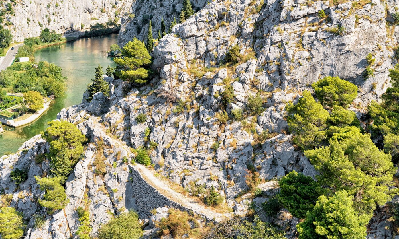 The Cetina river between the cliffs at Omiš