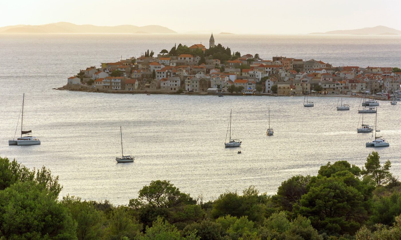 Primošten on its headland at first light